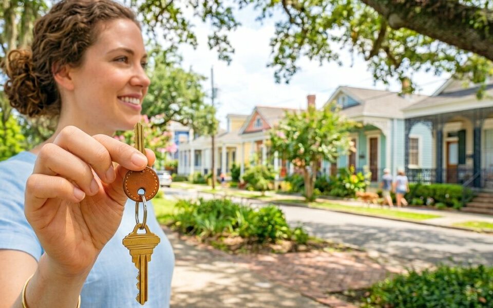 Colorful historic homes and tree-lined streets in New Orleans neighborhoods