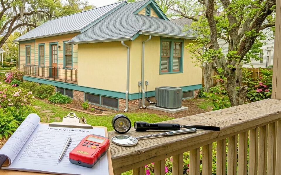 Inspector examining home interior during New Orleans property inspection
