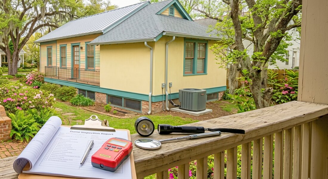 Inspector examining home interior during New Orleans property inspection