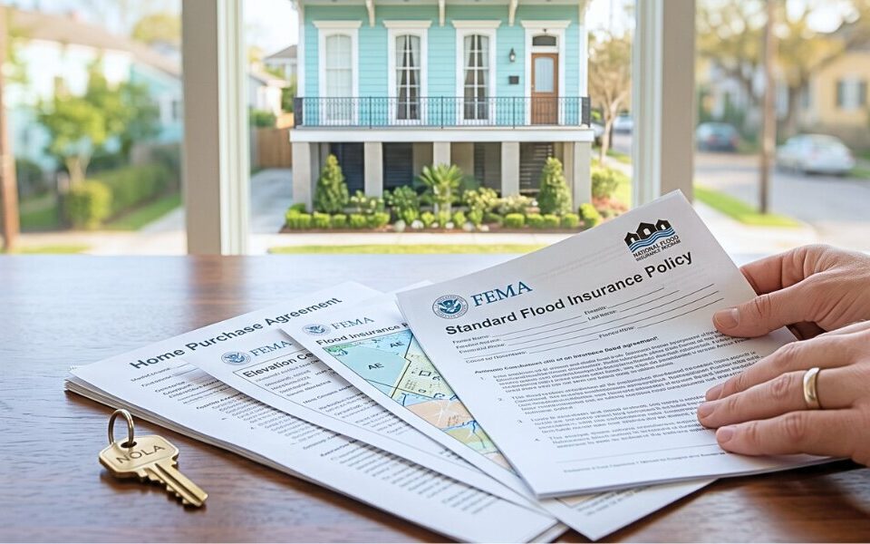 New Orleans home with flood barriers installed, showing flood insurance considerations for NOLA buyers