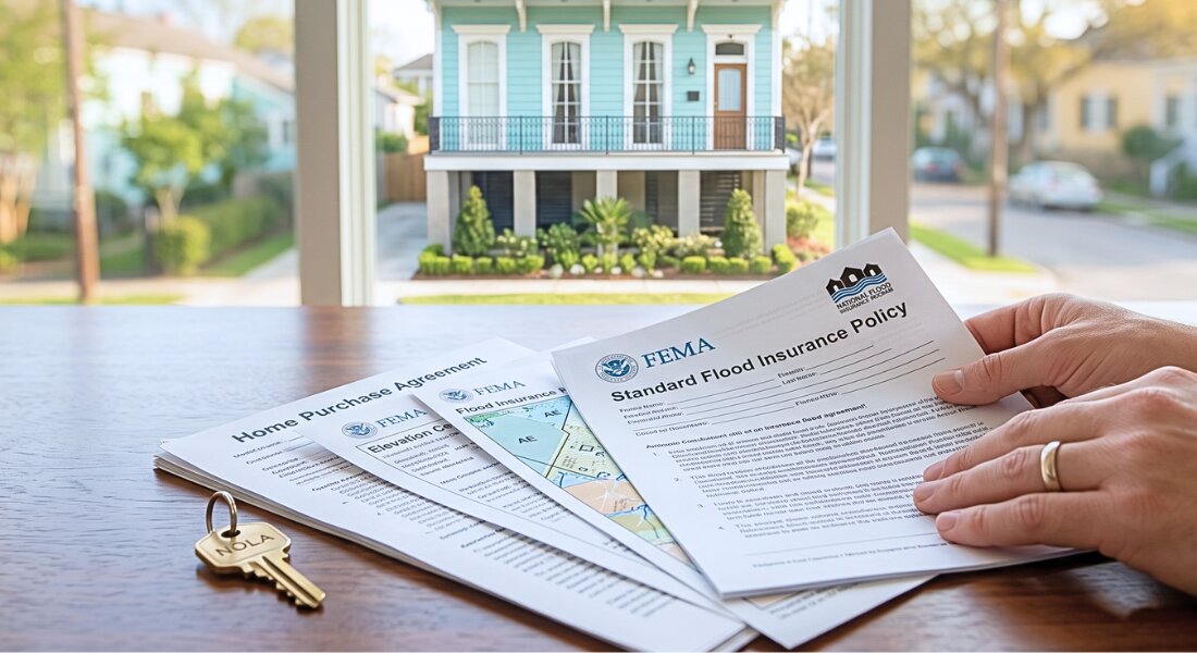 New Orleans home with flood barriers installed, showing flood insurance considerations for NOLA buyers