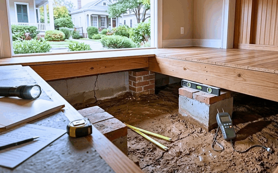 New Orleans home foundation and soil inspection area