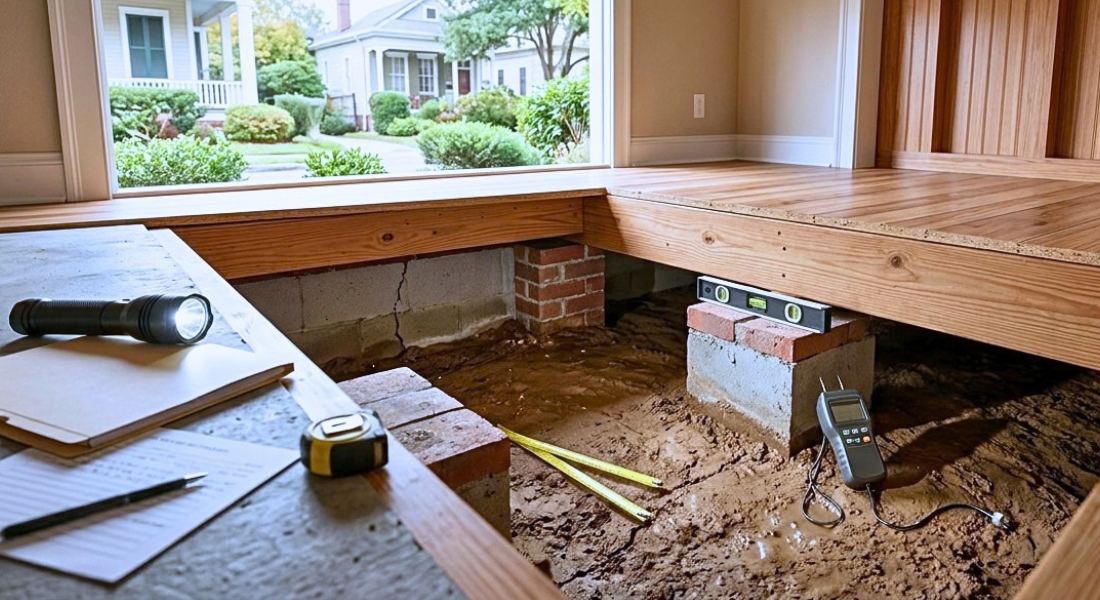 New Orleans home foundation and soil inspection area